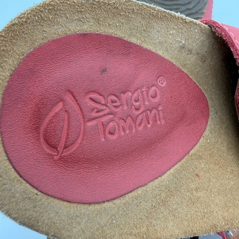 Sergio Tomani Leather Slingback Comfort Sandals Coral Pink EU 40 Womens